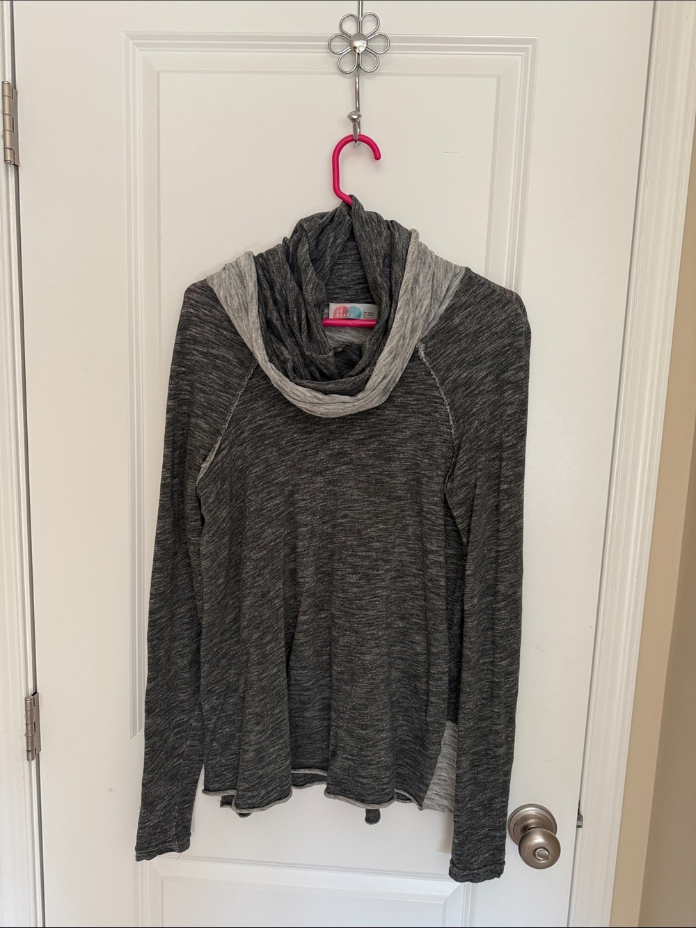 Women's Two-Tone Gray Cowl Neck Sweater